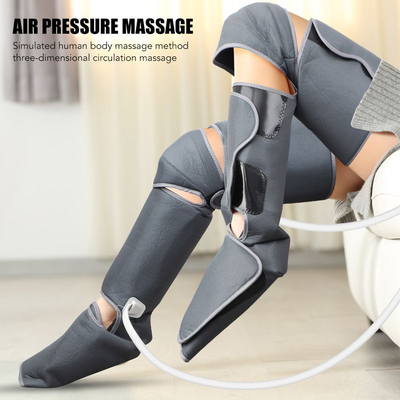 Massaggiatore per gambe con pressione dell'aria per i piedi, impacco caldo, massaggio muscolare, rilassamento, promozione della circolazione sanguigna, drenaggio linfatico_voghion.com