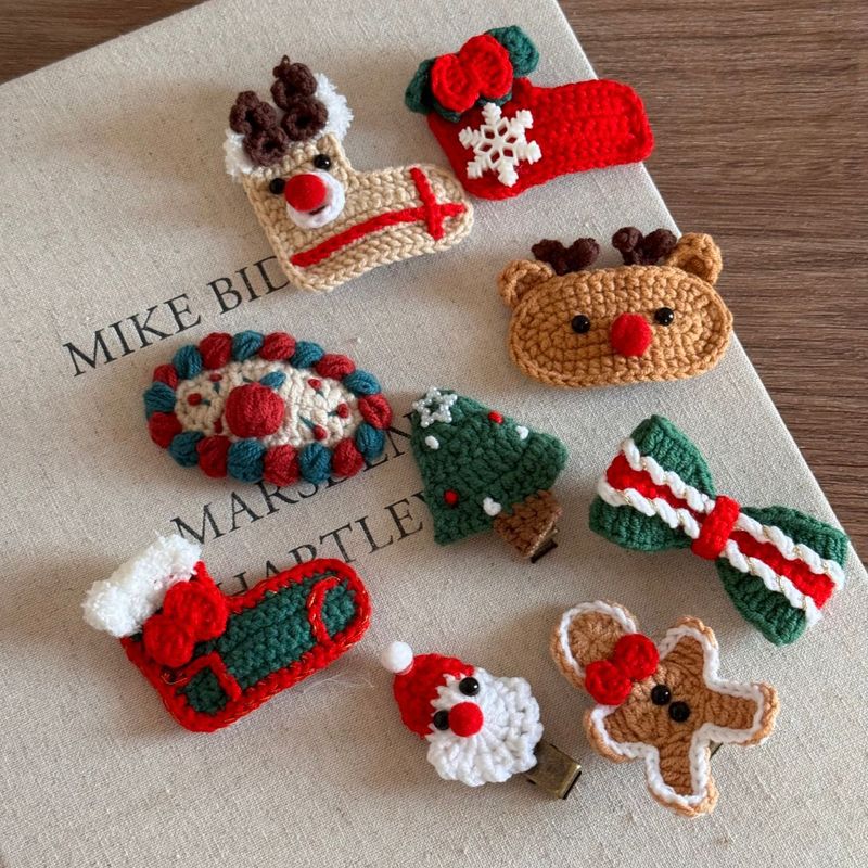 Cute Wool Christmas Hairpin Christmas Elk Socks Festive Atmosphere BB Clip Bangs Clip Side Clip Hair Accessories_voghion.com