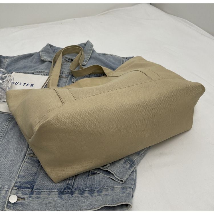 Female Slouchy Large Capacity Canvas Bag Tote Commuter Bag Premium Sense Shoulder Rest_voghion.com