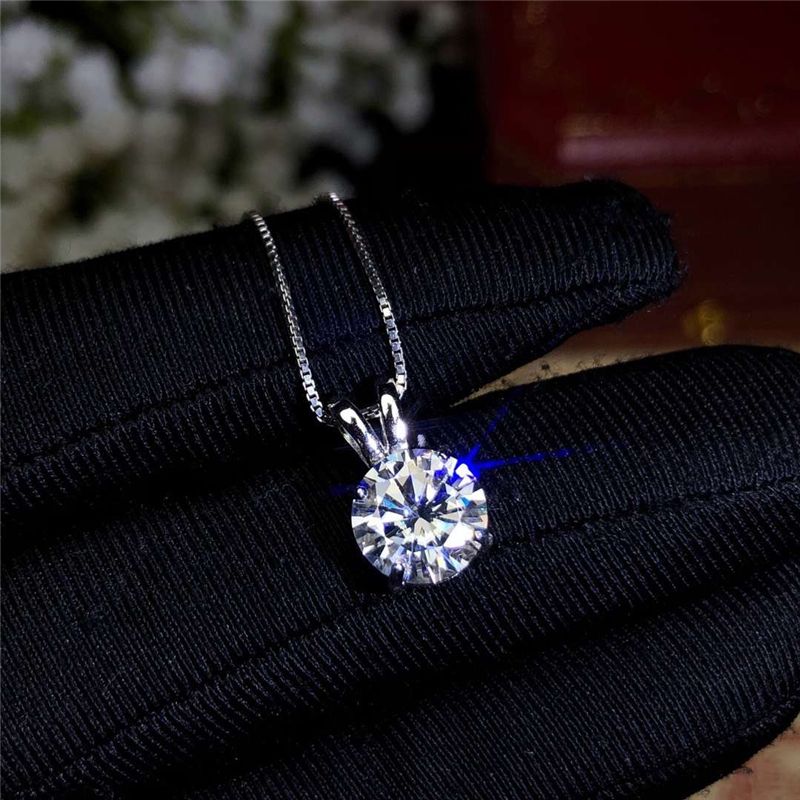 Collana con ciondolo solitario in diamante da laboratorio da 2 carati, girocollo, dichiarazione, da donna, in argento, con catena a scatola_voghion.com