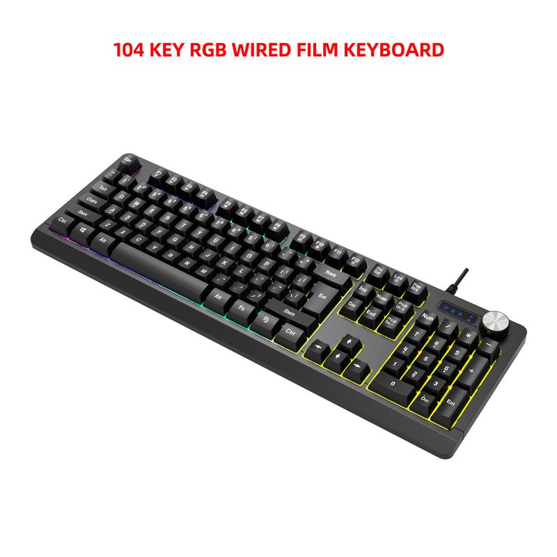 Teclado de filme com textura mecânica com fio personalizado Game Designer 2025, retroiluminação RGB com botão multimídia, teclado para jogos de computador_voghion.com