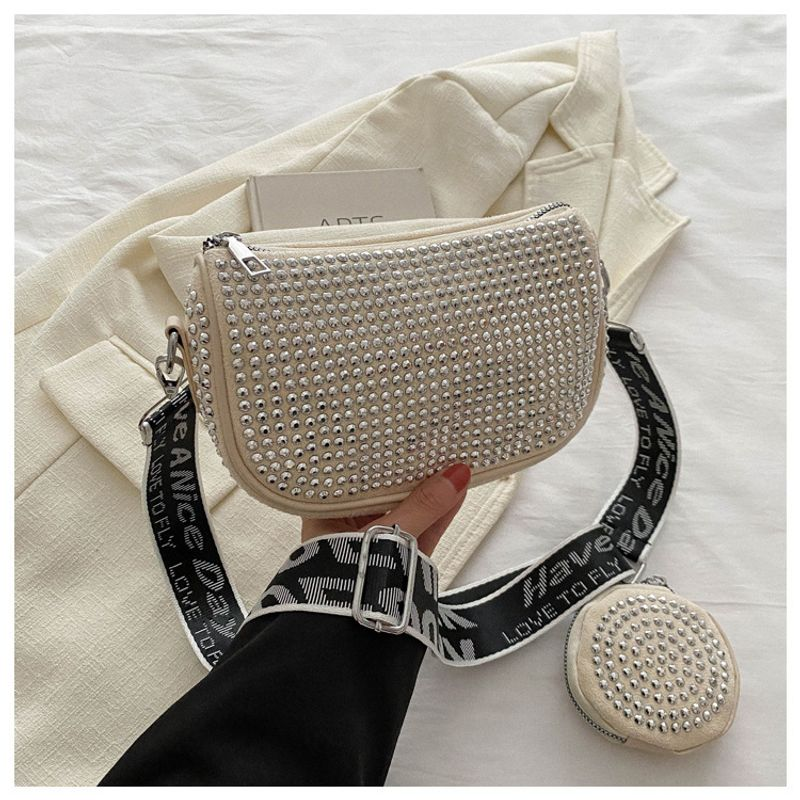 Modische Damentasche schlichten Strass-Intarsien, modieuze Umhängetasche mit een Schulter, trendy Handtasche für_voghion.com