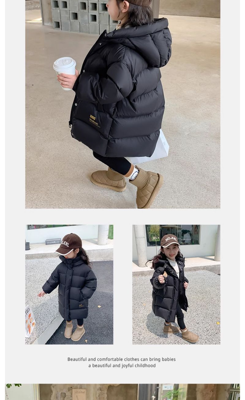 Langer Puffermantel für Mädchen mit Graphen-Futter, Winterjacke mit Kapuze für Teenager (140–170 cm), warmes und stylisches koreanisches Design_voghion.com
