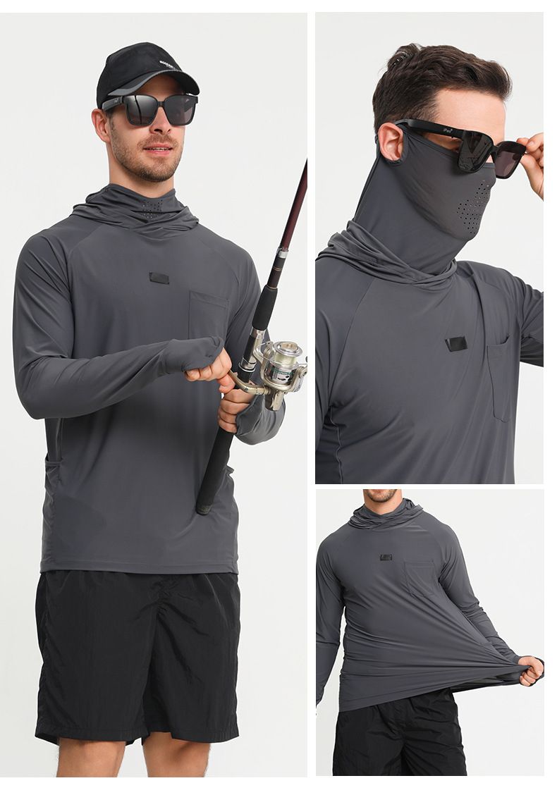 Langärmlige Sonnenschutzkleidung für Herren, Angelkleidung, schnelltrocknend, UV-beständig, verschleißfest, Sonnenschutzkleidung aus Eisseide_voghion.com