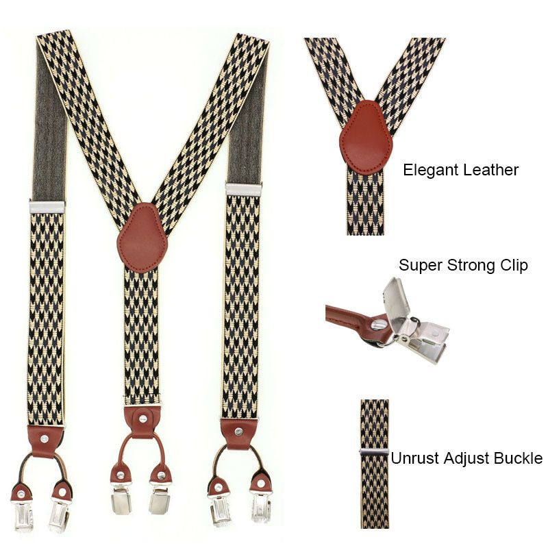 Hosenträger für Herren mit 6 Clips, lässige Mode, Unisex-Hosenträger, elegante braune Hemdhosenträger aus Leder, verstellbarer Gürtelgurt, Geschenk für Papa_voghion.com