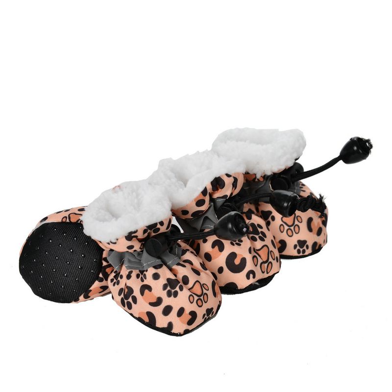New Dog Autumn Winter Printed Fleece Lined Warm Reflective Non-Slip Shoe Covers Puppy Socks Pet Shoes_voghion.com
