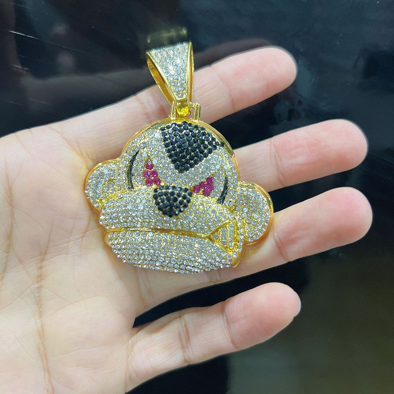 Unisex Hip Hop Necklace Full Of Diamonds Three Dimensional Monkey Pendant Trendy Domineering Jewelry Cool Street Dance Tennis Chain Gorilla_voghion.com