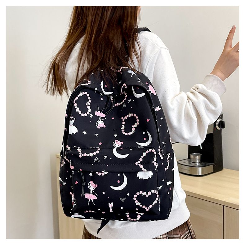 2024 New Heart Cute Pink Series Zaino di grande capacità Borsa da scuola per ragazza morbida stampata su Instagram_voghion.com