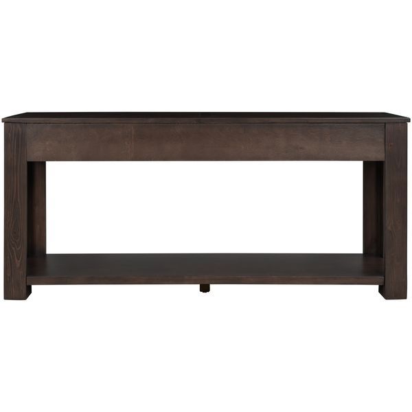 TREXM Console Table/Sofa Table With Storage Drawers And Bottom Shelf For Entryway Hallway(Espresso)_voghion.com