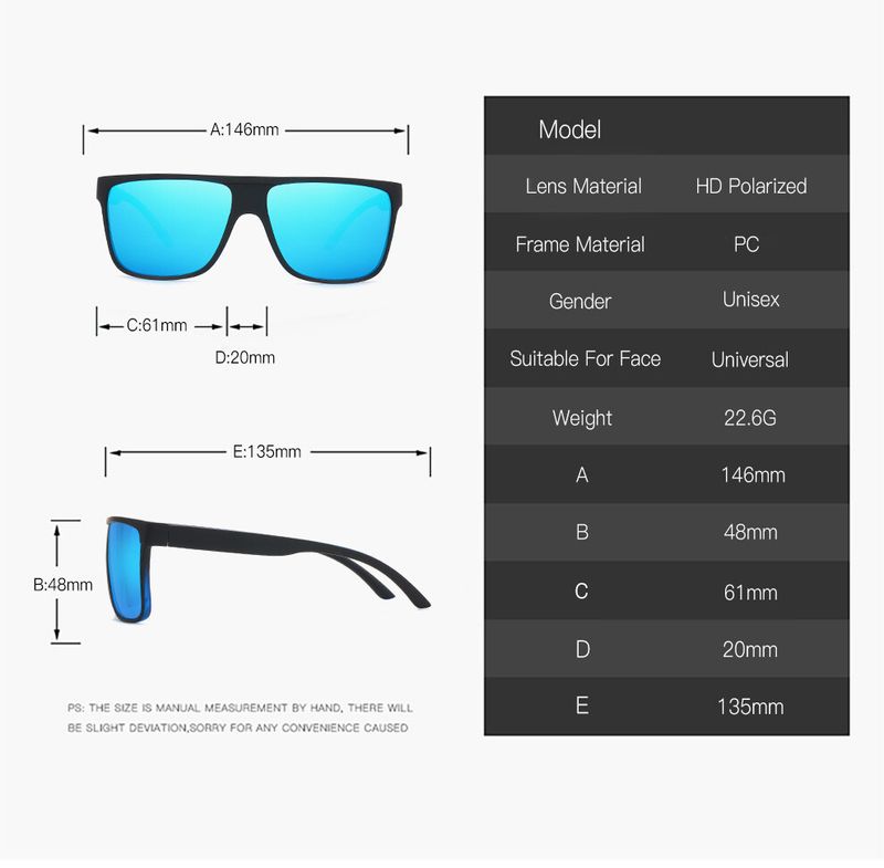 Quadratische polarisierte Sonnenbrille für Herren und Damen, Sport, Autofahren, Outdoor-Sonnenbrille_voghion.com