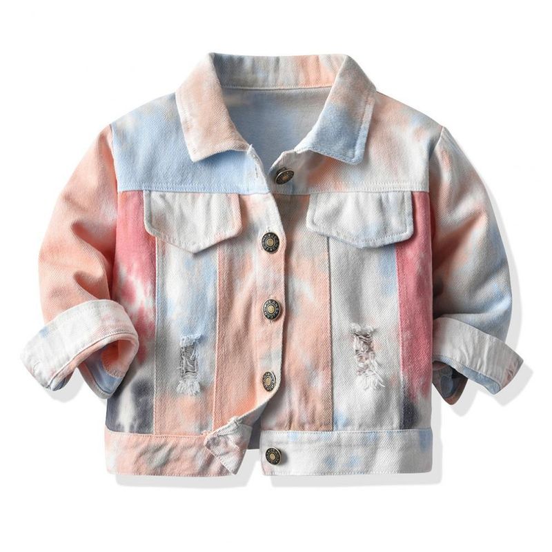 Baby clothes Girls and boys blazers children's tie dye jacket single breasted spring ripped jeans_voghion.com