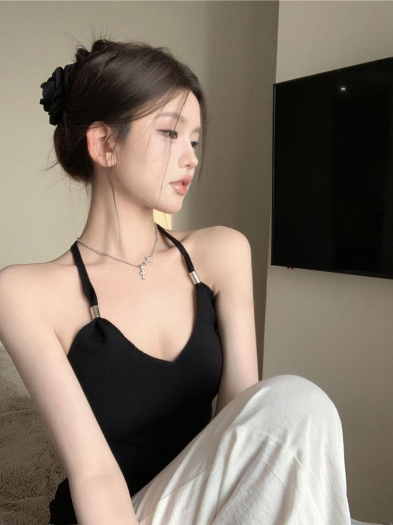 Reine Baumwolle Neckholder Ärmellose Oberbekleidung Weste Für Frauen Sommer Dünn Vielseitig Abnehmen Plus Größe Casual Schöne_voghion.com