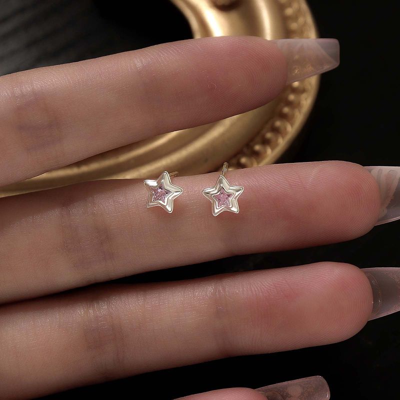 Orecchini a forma di stella in argento sterling S999 per donna, orecchini a bottone di lusso leggeri e femminili_voghion.com