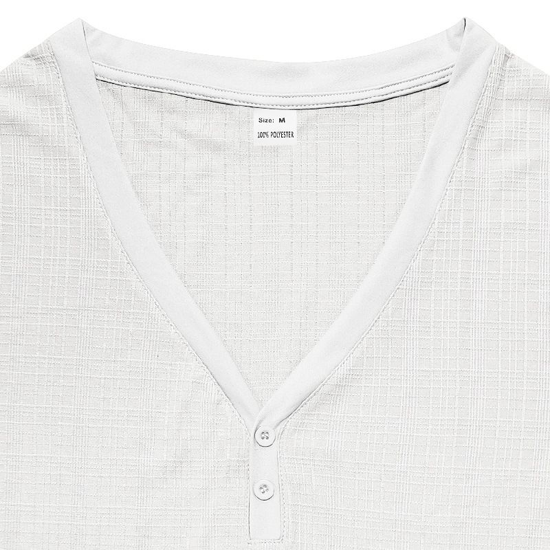 Sommer Herren Leinen Bambus Locker Atmungsaktiv Lässig Tough Guy Kurzarm Henley T-Shirt_voghion.com