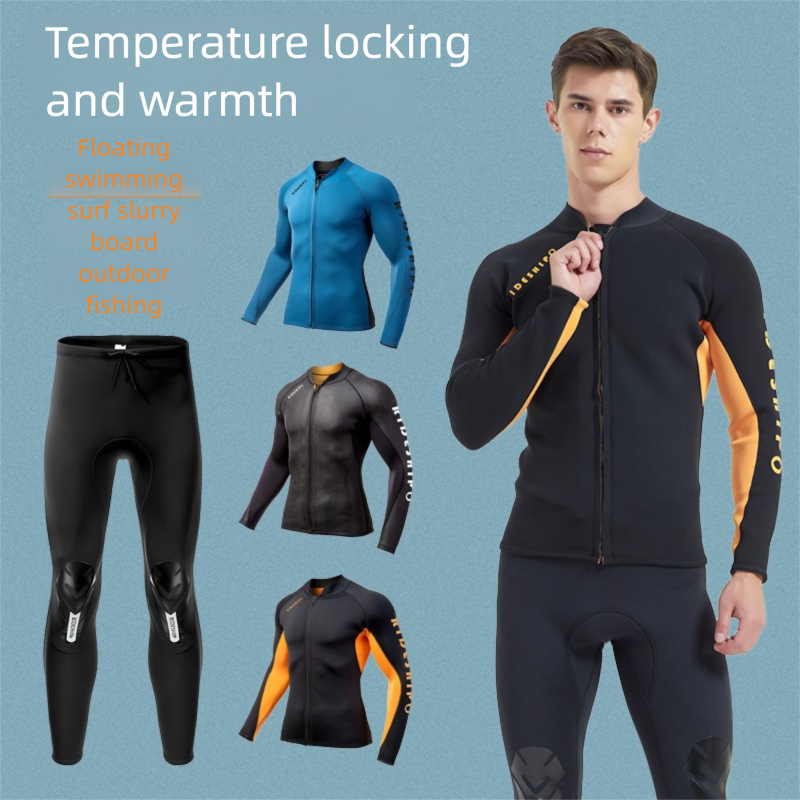 Combinaison de plongée en apnée deux pièces 2/3 mm, haut à manches longues et pantalon de plongée profonde pour hommes et femmes_voghion.com