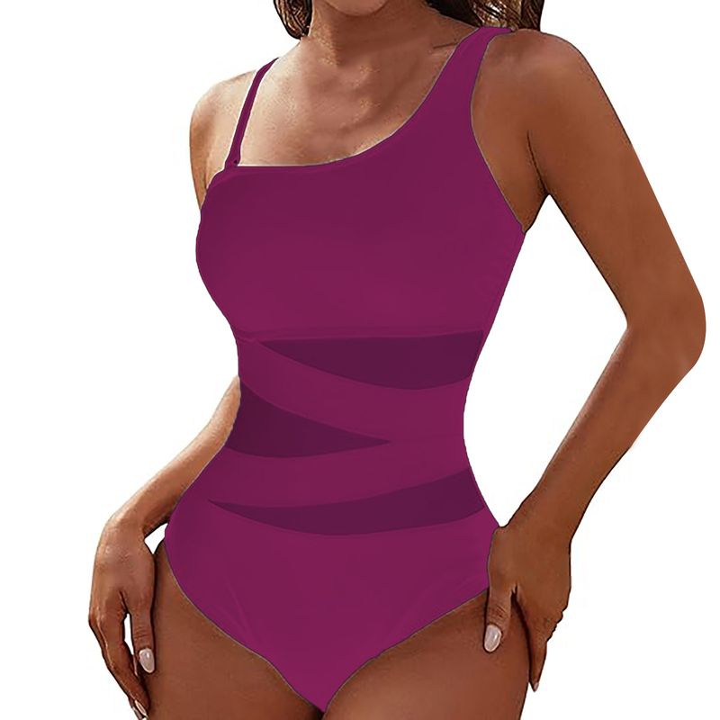 Women's Clothing One Piece Swimsuit Thin Strap Oblique Shoulder Conservative Bikini_voghion.com