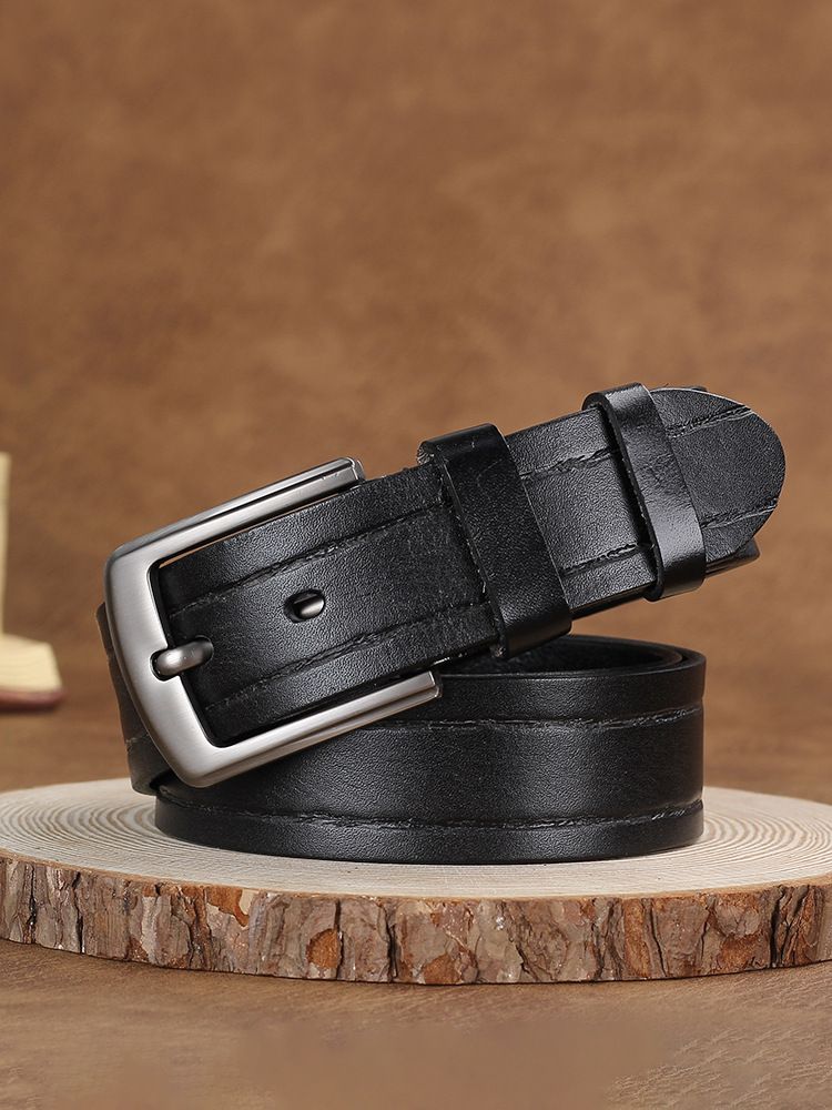 Jeans da uomo nuovi in pelle con strato di piombo in pelle bovina vintage con fibbia ad ago, tutto semplice con i produttori all'ingrosso di moda_voghion.com