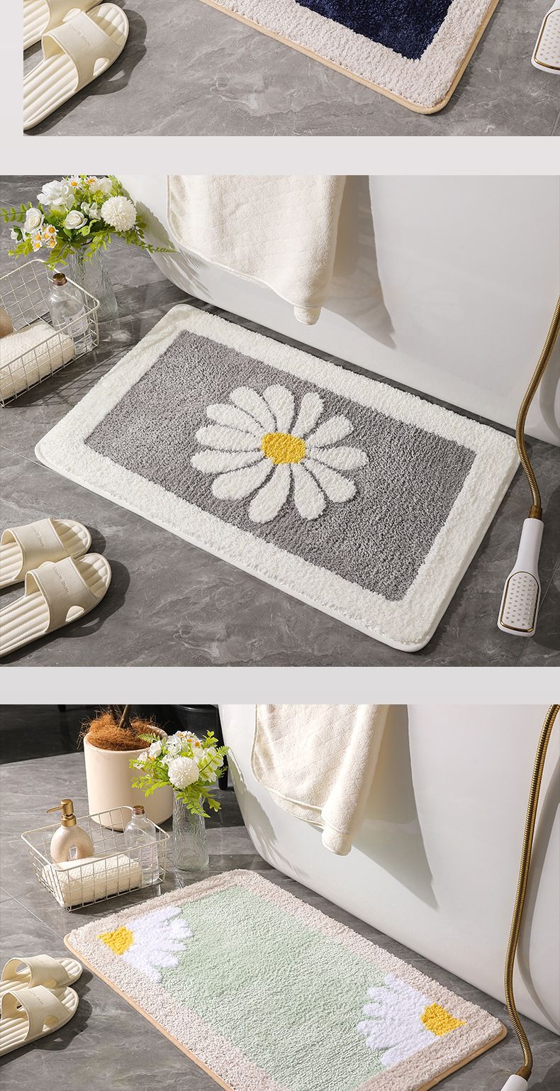 Felpudo floral grueso de primera calidad: superabsorbente y antideslizante para baño, dormitorio y entrada._voghion.com