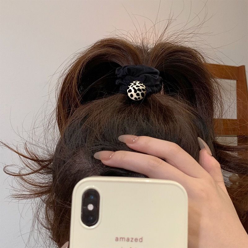 Fascia per capelli unisex con stampa leopardata e perle per l'intestino crasso, elastico per capelli di alta qualità, elastico in gomma, elastico per capelli antitraccia, accessorio per capelli da donna_voghion.com