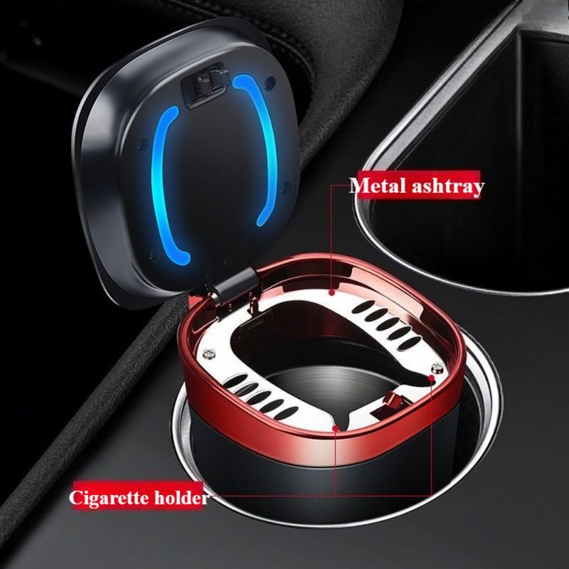 Cenicero portátil multifuncional para coche, con tapa. Incluye papelera para cigarrillos y accesorios para el interior del coche._voghion.com