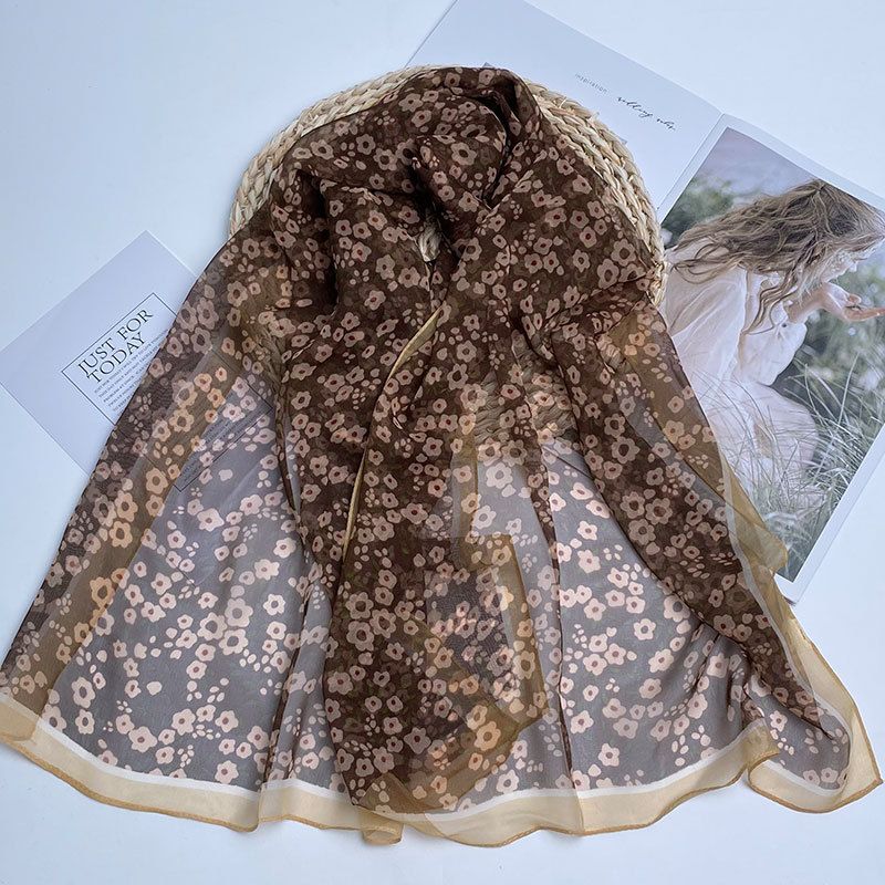 Sciarpa sottile Four Seasons per donna, scialle lungo e versatile in seta di gelso di alta qualità, sciarpa di garza, telo da mare_voghion.com