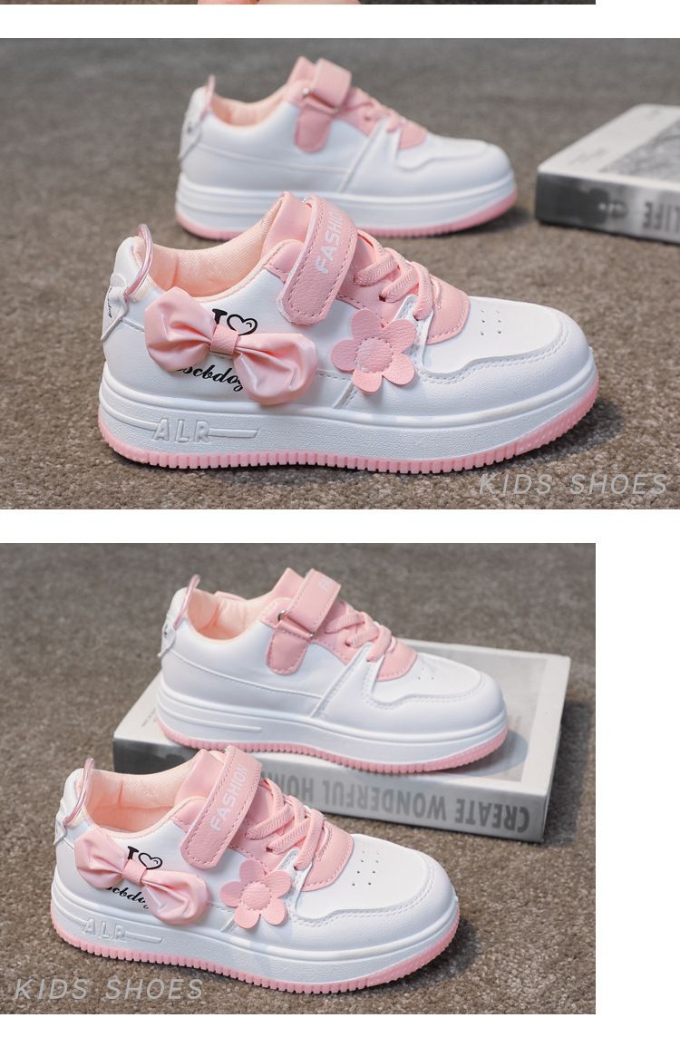 Spring And Autumn New Children's White Shoes Girls Flower Student Casual Sports Shoes Low Top Round Toe Running Shoes_voghion.com