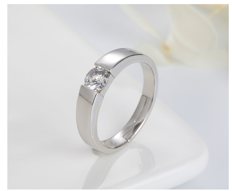 Simulazione di nozze Diamond S Coppia in argento puro Anello di apertura per uomo e donna in edizione coreana Marea_voghion.com
