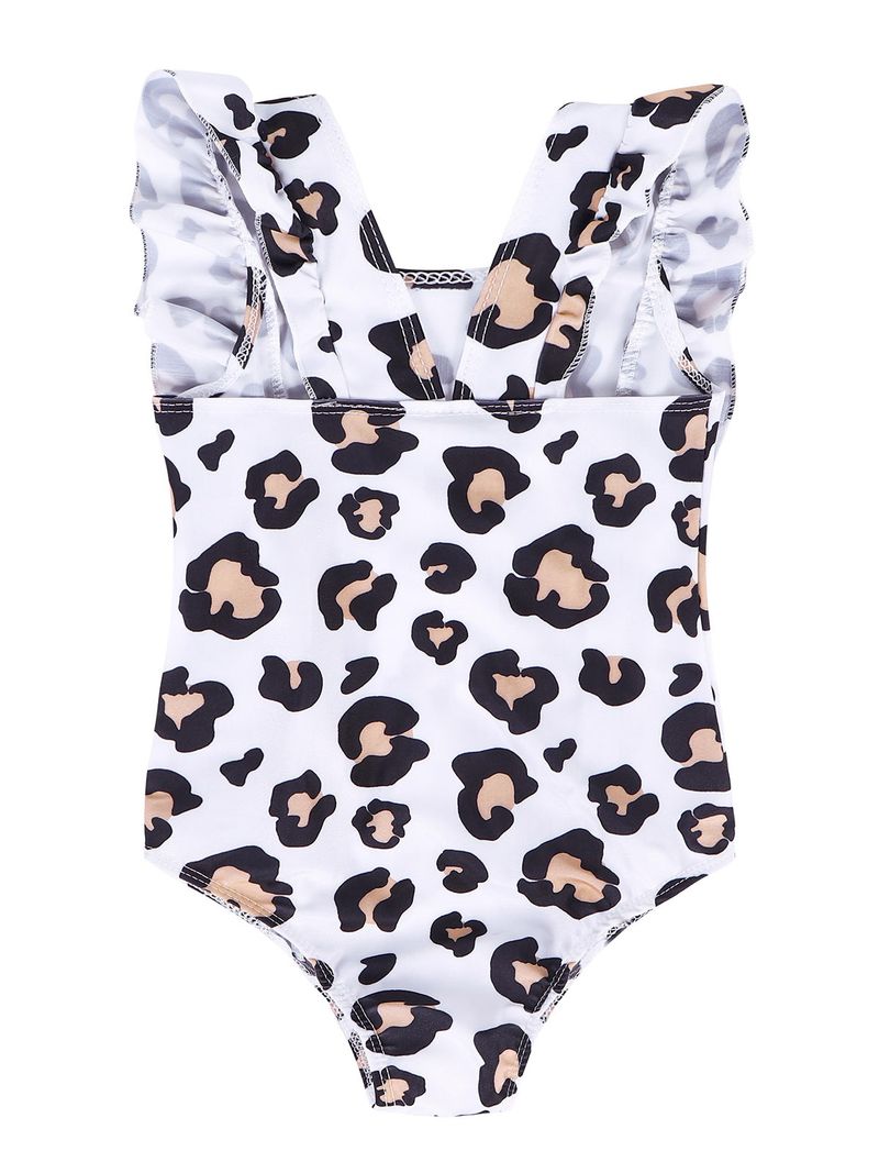 Mère et enfants été maillot de bain européen et américain manches à volants pour enfants maillot de bain imprimé fille bébé gilet respirant maillot de bain une pièce_voghion.com