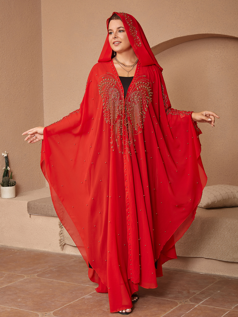 Roupas femininas estilo muçulmano quente diamante miçangas alta densidade chiffon solto capa xale_voghion.com