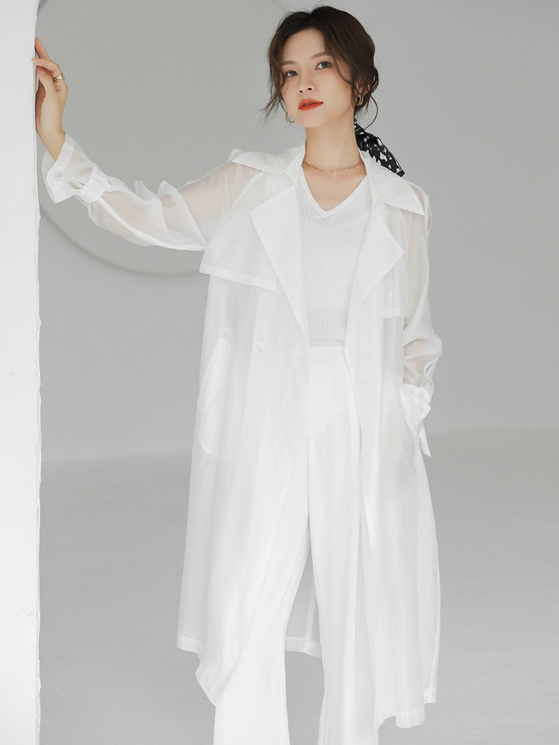 Spring Summer 2023 New Wo's Windbreaker Fashion Loose Frenulum Sunscreen Trench Coat Thin Style Shirt & Blouse Top_voghion.com
