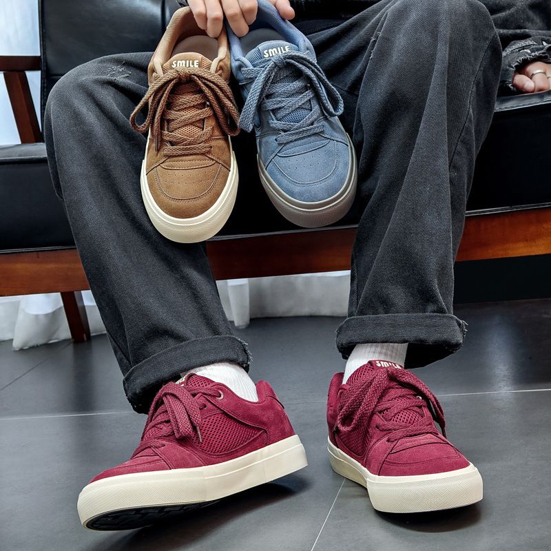 VASIBAEN Niche Design Canvas 2025 Spring New Versatile Casual Wine Red Ins Men's Shoes_voghion.com