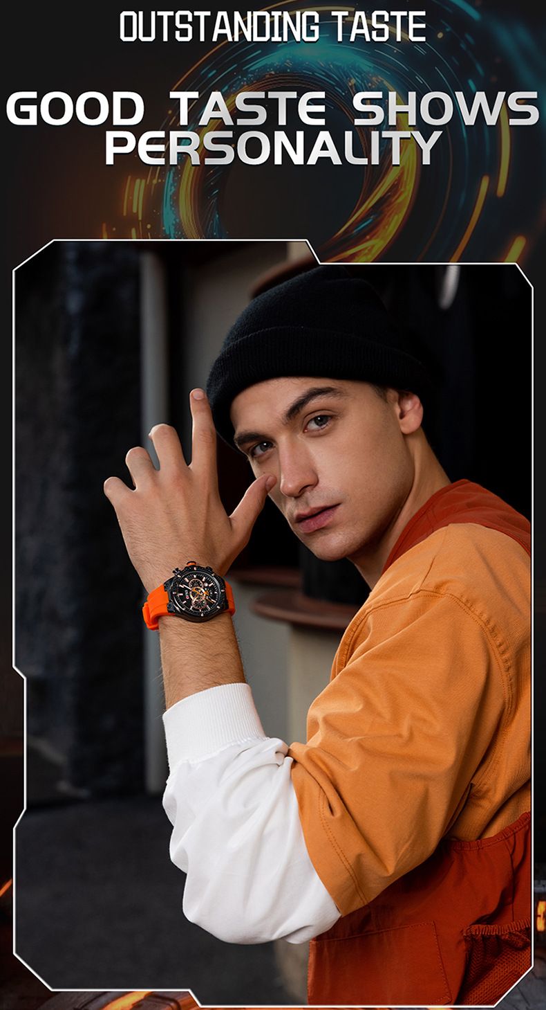 Montre à quartz décontractée avec affichage de la date, aiguilles lumineuses et étanchéité jusqu'à 30 mètres - Bracelet léger en silicone, cadran rond, design tendance à trois cadrans_voghion.com