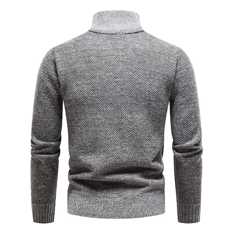 2023 new autumn and winter plus velvet men's large size half turtleneck sweater men's zipper sweater wholesale_voghion.com