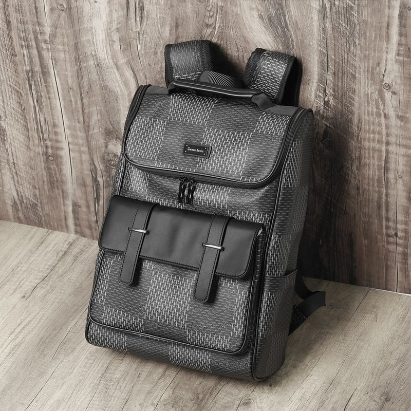 Designer Trendy Brand Fashionable And Classic Checkerboard Printed Large Capacity Backpack, Men's Computer File Backpack_voghion.com