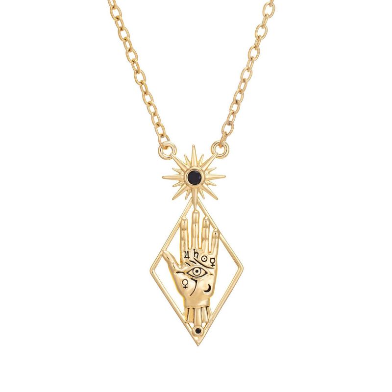 Set di collana e orecchini con simbolo della luna e dell'occhio in stile gotico scuro, pendente in acciaio inossidabile con catena a maglie circolari, placcatura sotto vuoto in oro/argento 18 carati._voghion.com