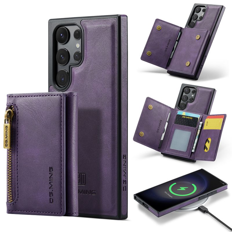 Custodia protettiva in pelle con portafoglio multi-carta antifurto con spazzola M5 per Samsung S23 Ultra._voghion.com