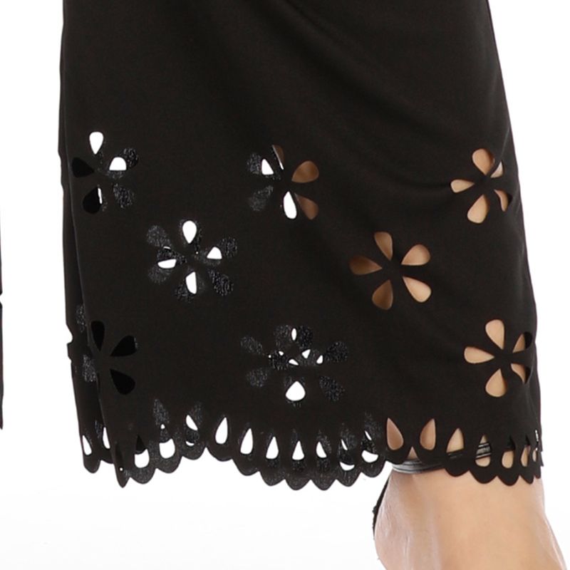 plus size women's hollowed-out burnt flower micro flared straight pants elastic waist casual pants_voghion.com