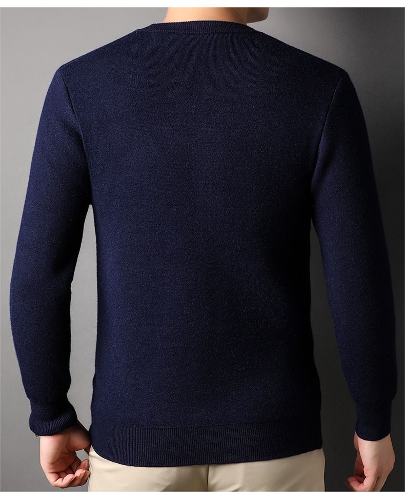 Maglione da uomo a tinta unita, vestibilità slim, versatile, girocollo, base in maglia, autunno dal vivo_voghion.com