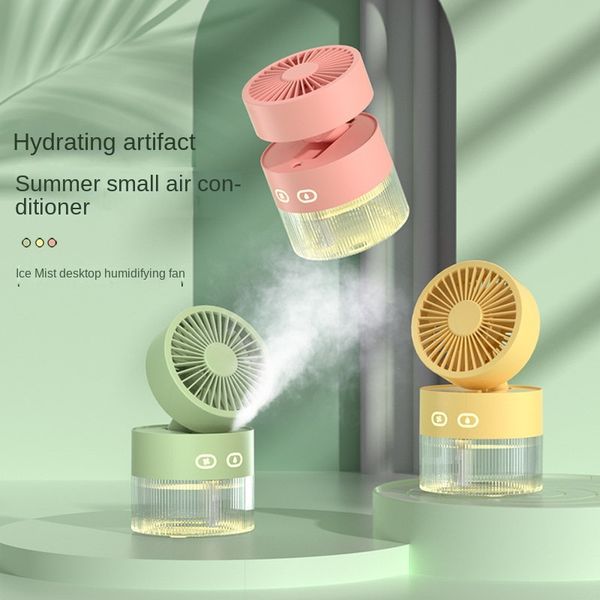 Multifunctional Spray Cooling Desk Fan USB Mini Fan Desktop Turbine Foldable Cold Air Humidification Fan_voghion.com