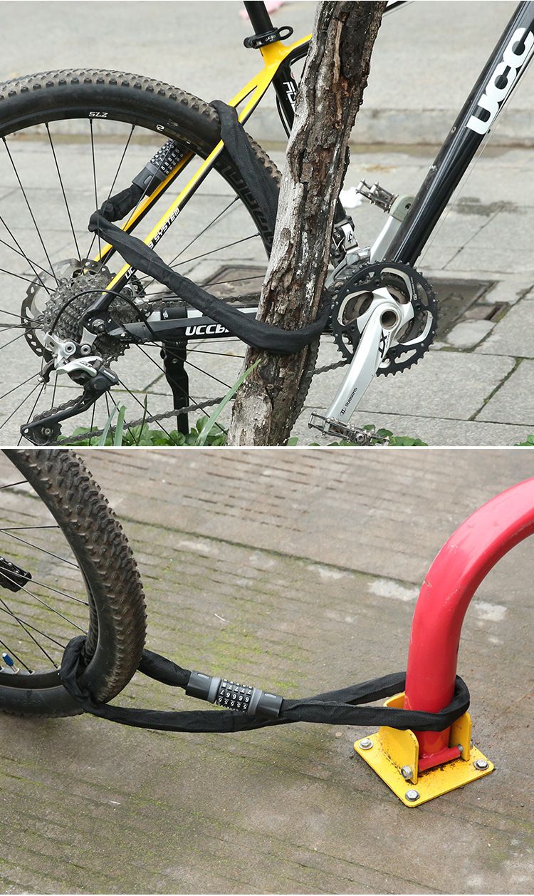 Fiets 5-cijferig anti-diefstal uitgebreid en vetgedrukt elektrisch wachtwoord kettingslot, fietsuitrusting_voghion.com