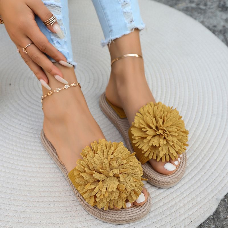 Naiste kingad suvised uued suures suuruses ühes tükis sandaalid ümmarguse ninaga Mugavad rannajalatsid Lillega lameda põhjaga naiste sandaalid armsad roosad_voghion.com