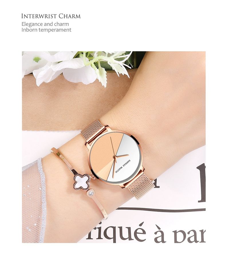 Relógio minimalista feminino com movimento de quartzo japonês, resistente à água, mostrador redondo elegante, pulseira de aço inoxidável, relógio moderno e criativo_voghion.com