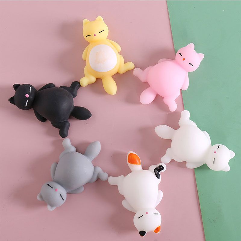 5 Stück Katzen-Quetschspielzeug, schöne Cartoon-Kätzchen-Puppenfigur, Kneifspielzeug, Stressabbau, weiche TPR-Neuheit, Tierpuppen, zerquetscht Anti-Stress-Spielzeug, Partygeschenk_voghion.com