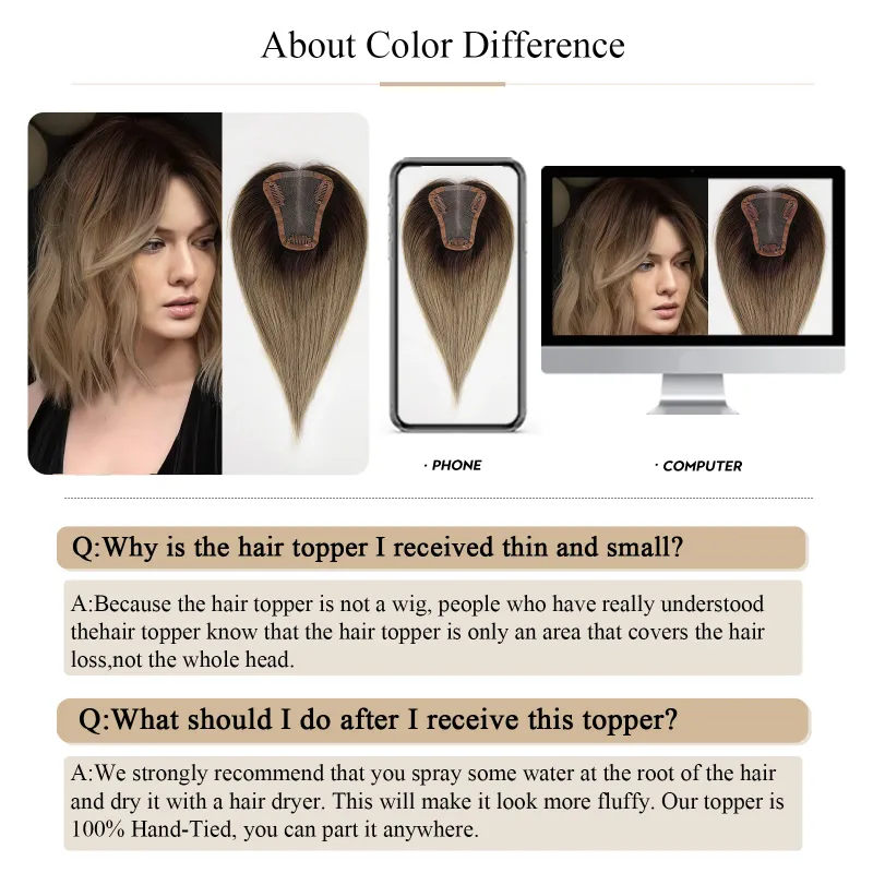 Topper per capelli biondo cenere grigio ombré, 100% capelli umani Remy, per donne, per la perdita dei capelli, base in seta, 3 clip, pezzi di capelli in topper da 12 pollici_voghion.com