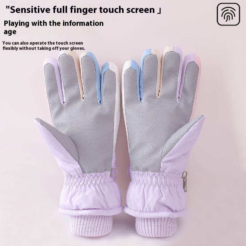 Ski for women in winter, warm and plush, thick touch screen, outdoor cycling, electric bike riding, playing with snow,_voghion.com