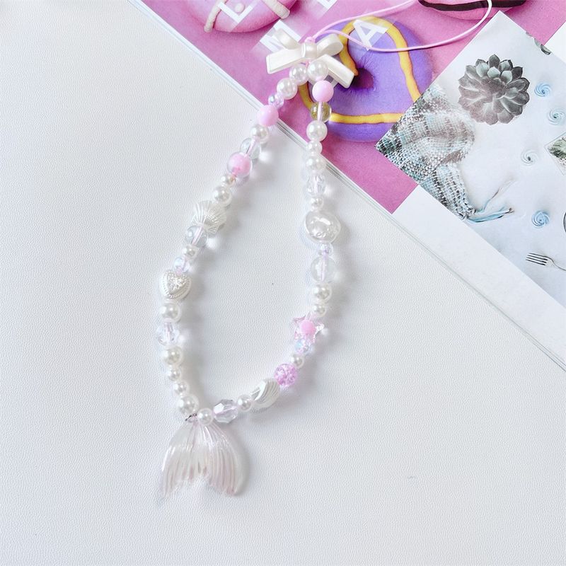 Perline di lusso per cordino per cellulare a forma di sirena, ciondoli per telefono fatti a mano, portachiavi anti-smarrimento per telefono cellulare, regalo per donne e ragazze_voghion.com