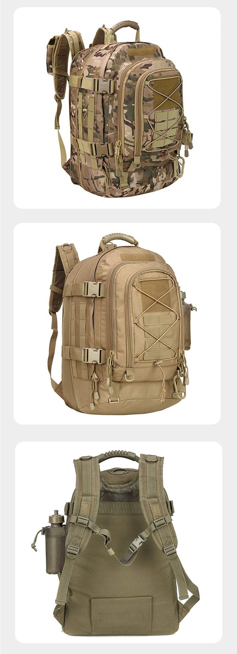 Durable Camouflage Tactical Backpack Outdoor Sports Mountaineering Cycling Anti Splashing Large Capacity Backpack_voghion.com