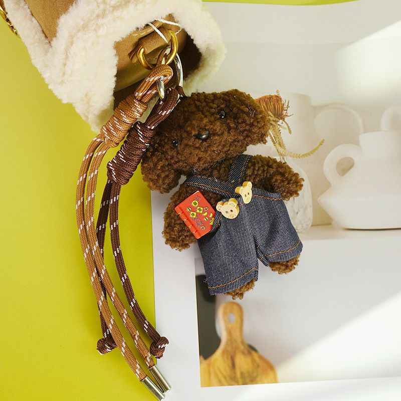 Ciondolo per borsa Ciondolo a forma di cucciolo di cartone animato Ciondolo per borsa Piccolo libro rosso Ciondolo portachiavi con ciondolo a forma di orsetto riccio con corda intrecciata_voghion.com