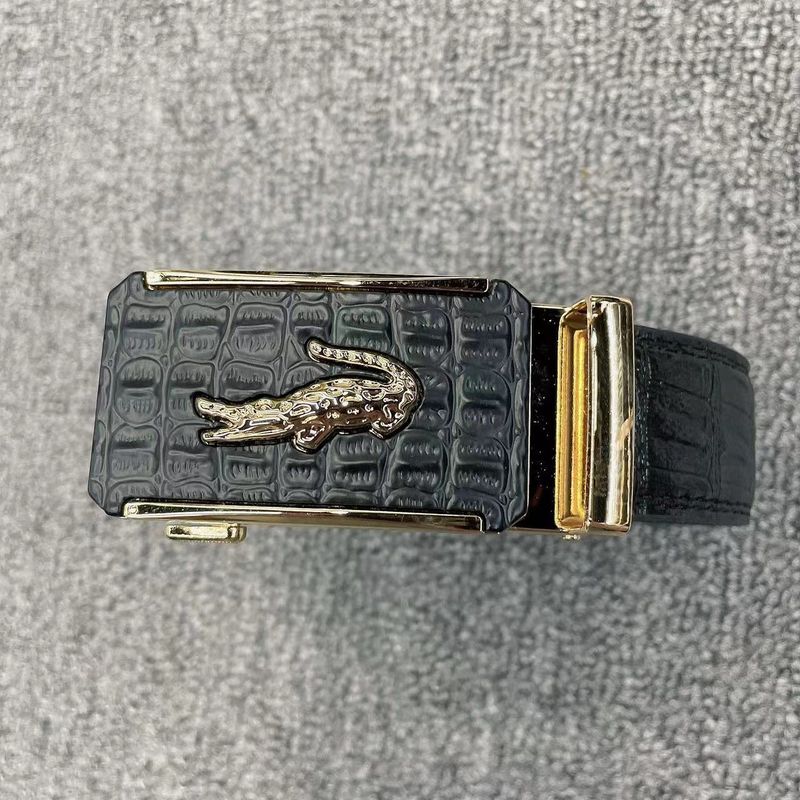 Belt Men's alligator pattern automatic buckle Men's belt Simple casual high-end men's belt_voghion.com