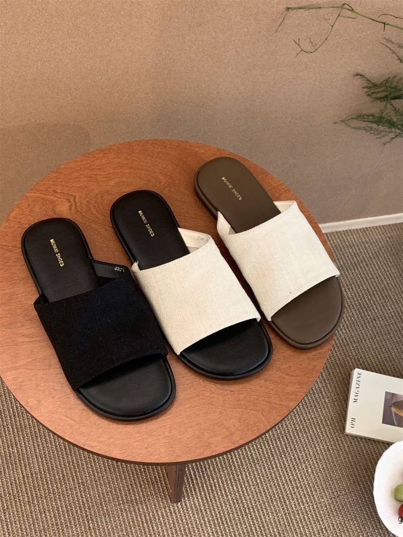 Leinenpantoffeln für den Sommer im Freien, neuer Stil für koreanische Sandalen für Damen, lässige flache Strandschuhe für den Feenurlaub_voghion.com